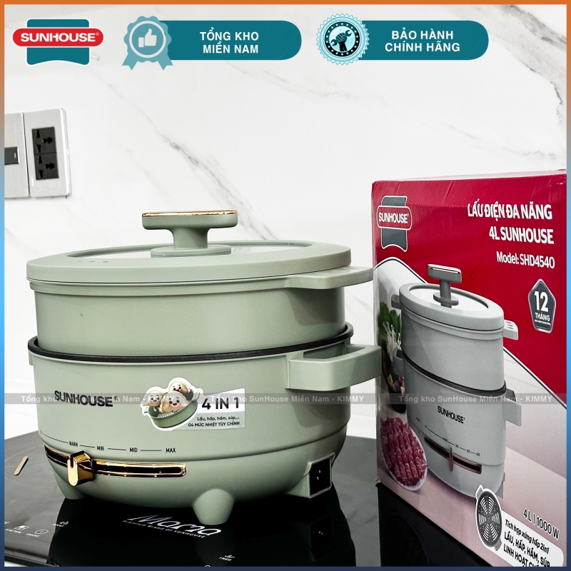 Nồi lẩu điện 4L đa năng có xửng Sunhouse SHD4540